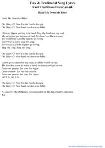 Folk & Traditional Song Lyrics - Hand Me Down Me Bible