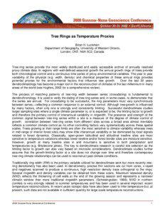 Tree Rings as Temperature Proxies Brian H. Luckman Department of Geography, University of Western Ontario,