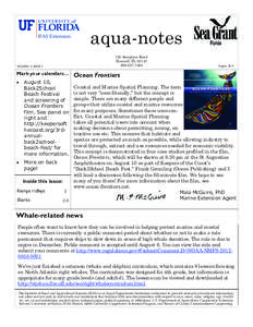 aqua-notes 150 Sawgrass Road Bunnell, FL[removed]7464  VOLUME 13, ISSUE 3