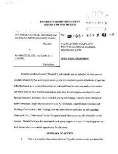 Jonathan Crowell, et al. v. Mannatech, Inc., et al. 05-CV-829-Class Action Complaint for Violations of Federal Securities Laws - Jury Trial Demanded