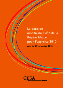 La décision modificative n°2 de la Région Alsace pour l’exercice 2010 Avis du 15 novembre 2010