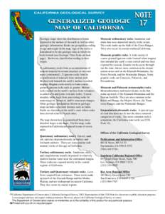 NOTE generalized geologic 17 CALIFORNIA GEOLOGICAL SURVEY