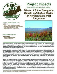 NSRC Northeastern States Research Cooperative Project Impacts NSRC-FUNDED RESEARCH FINAL REPORT