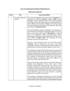 COCA-COLA BANGLADESH SAMSUNG PROMOTION,2015 TERMS AND CONDITIONS Clause 1.  Title