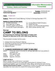 Camp To Belong