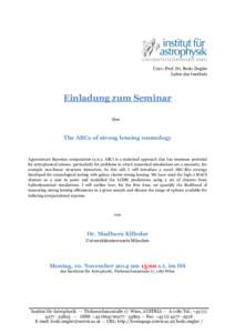 Univ.-Prof. Dr. Bodo Ziegler Leiter des Instituts Einladung zum Seminar über