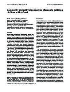 Blackwell Science, LtdOxford, UKEMIEnvironmental Microbiology 1462-2912Society for Applied Microbiology and Blackwell Publishing Ltd, 2005815059Original ArticleArsenite oxdizing biofilmsT. M. Salmassi et al. Environmenta