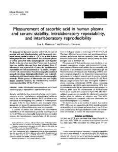 Clinical Chemistry 42:[removed])  Measurement of ascorbic acid in human plasma