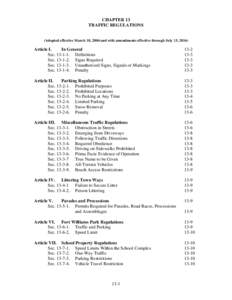 CHAPTER 13 Traffic Regulations