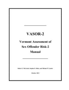 ______________  VASOR-2 Vermont Assessment of Sex Offender Risk-2 Manual