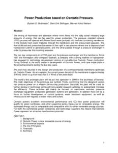 Osmotic Power-Power production based on the osmotic pressure