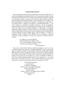 AMOUR NOIR ET BLANC Dans un chansonnier manuscrit inédit comportant des textes datés de 1909 à 19161, on trouve tout naturellement un certain nombre de cas où il est question des colonies. Non que le copiste, Louis G