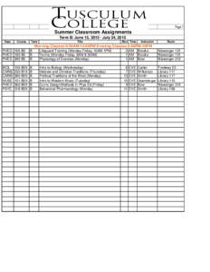 Page 1  Summer Classroom Assignments Term B: June 15, July 24, 2015 Dept.