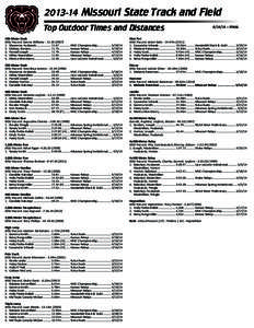 [removed]Missouri State Track and Field Top Outdoor Times and Distances[removed]FINAL  100-Meter Dash