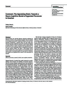 EMR5210.1177/1754073912468298Emotion ReviewBrosch and Sander The Appraising Brain  Comment