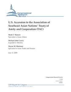 U.S. Accession to the Association of Southeast Asian Nations' Treaty of Amity and Cooperation (TAC)