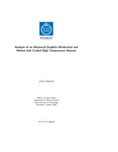 Analysis of an Advanced Graphite Moderated and Molten Salt Cooled High Temperature Reactor JITKA ŽÁKOVÁ  Master of science thesis