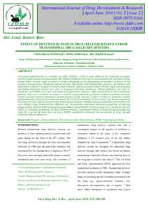 International Journal of Drug Development & Research | April-June 2010 | Vol. 2 | Issue 2 | ISSNAvailable online http://www.ijddr.com ©2010 IJDDR Full Length Research Paper