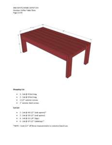 ANA WHITE/HOME DEPOT DIH Outdoor Coffee Table Plans Page 1 of 4 Shopping List 