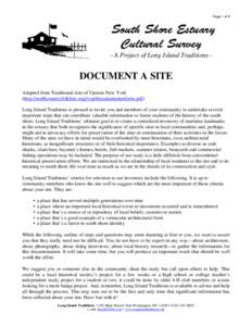 Page 1 of 6  South Shore Estuary Cultural Survey - A Project of Long Island Traditions -