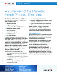 An Overview of the Marketed Health Products Directorate Print: HC Pub: 4767  Cat#: H164[removed]