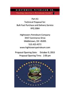 Part A1 Technical Proposal for: Bulk Fuel Purchase and Delivery Service RFQ 3064 Hightowers Petroleum Company 3557 Commerce Drive