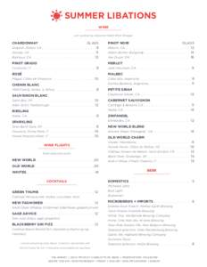 SUMMER LIBATIONS WINE List curated by Assorted Table Wine Shoppe. CHARDONNAY