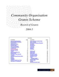 Community Organisation Grants Scheme Record of Grants[removed]Contents