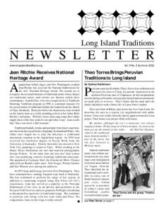Long Island Traditions  N E W S L E T T E R www.longislandtraditions.org  Vol. 9 No. 3 Summer 2002
