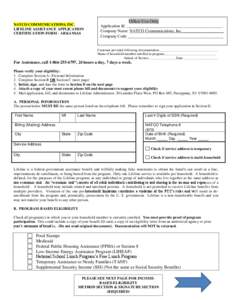 NATCO COMMUNICATIONS, INC. LIFELINE ASSISTANCE APPLICATION CERTIFICATION FORM - ARKANSAS Office Use Only Application Id ______________________________________________