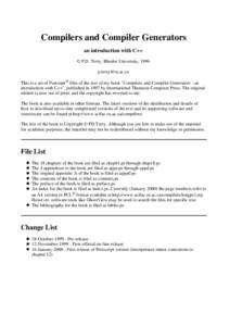 Compilers and Compiler Generators an introduction with C++ © P.D. Terry, Rhodes University, 1996 [removed] This is a set of Postcript® files of the text of my book 