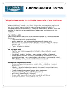 Geography of Asia / Knowledge / Bureau of Educational and Cultural Affairs / Riyadh / Dhahran / Jeddah / Council for International Exchange of Scholars / Education / Fulbright Program