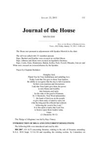 JANUARY 23, [removed]Journal of the House NINTH DAY