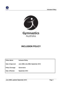 Artistic gymnastics / Inclusion / Gymnastics / Rhythmic gymnastics / Sport aerobics / Diversity / Sports / Olympic sports / Education