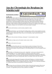 Aus der Chronologie des Bergbaus im Schelderwald Zusammengestellt von Uli Horch www.nanzenbach.de