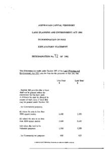 AUSTRALIAN CAPITAL TERRITORY LAND (PLANNING AND ENVIRONMENT) ACT 1991 DETERMINATION OF FEES EXPLANATORY STATEMENT  72