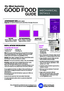 mec ha nic al details ADVERTISEMENT SIZES (width x depth) GOOD FOOD GUIDE 2014