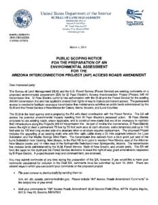 United States Department of the Interior BUREAU OF LAND MANAGEMENT Albuquerque Di ~ tri c t Socorro Field Office 90 I South Highway 85 Socorro, New Mexico 8780 I