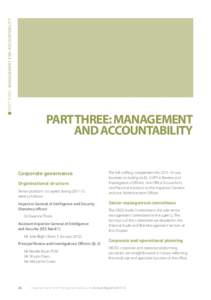 PART THREE: MANAGEMENT AND ACCOUNTABILITY  PART THREE: MANAGEMENT AND ACCOUNTABILITY  Corporate governance