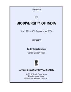 Exhibition  On BIODIVERSITY OF INDIA From 28th – 30th September 2004