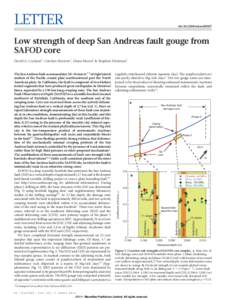 LETTER  doi:[removed]nature09927 Low strength of deep San Andreas fault gouge from SAFOD core