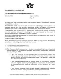 RECOMMENDED PRACTICE 1678 CO2 EMISSIONS MEASUREMENT METHODOLOGY CSCExpiry: Indefinite Type: A