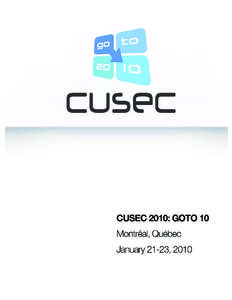 Page 1  What’s in this thing Welcome to CUSEC 2010!
  3