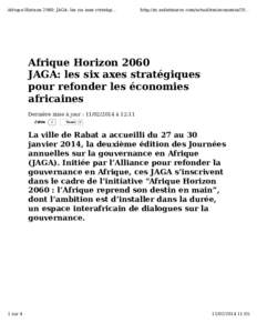 Afrique Horizon 2060: JAGA: les six axes stratégi...  http://m.aufaitmaroc.com/actualites/economieAfrique Horizon 2060 JAGA: les six axes stratégiques