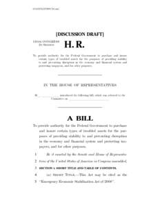 Late-2000s financial crisis / United States Department of the Treasury / Economy of the United States / Emergency Economic Stabilization Act / Finance / Financial regulation / Investor Protection and Securities Reform Act / Public Law 110-343 / Troubled Asset Relief Program / United States federal banking legislation / 110th United States Congress