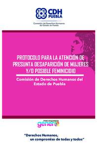 PROTOCOLO PARA LA ATENCIÓN DE PRESUNTA DESAPARICIÓN DE MUJERES Y/O POSIBLE FEMINICIDIO Comisión de Derechos Humanos del Estado de Puebla