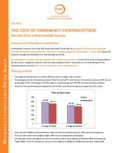 July[removed]THE COST OF EMERGENCY CONTRACEPTION: Results from a Nationwide Survey Summary and Key Recommendations