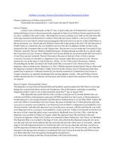 Southern Campaign American Revolution Pension Statements & Rosters Pension Application of William Harris S25132 Transcribed and annotated by C. Leon Harris. Revised 29 March[removed]State of Virginia County Court of Richmo