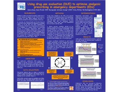 Poster titled Using drug use evaluation to optimise analgesic prescribing in the emergency departments