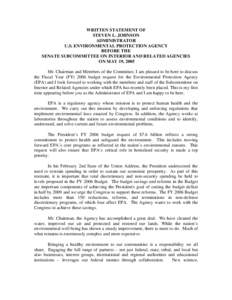 EPA: OCIR: Written Statement of Steven L. Johnson, Administrator, USEPA, May 19, 2005